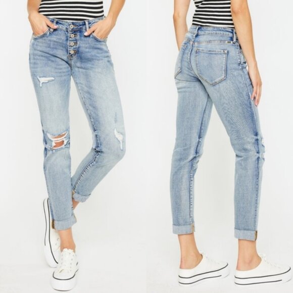 KanCan Denim - KanCan Clarie Mid Rise Boyfriend  distressed jeans size 11/29